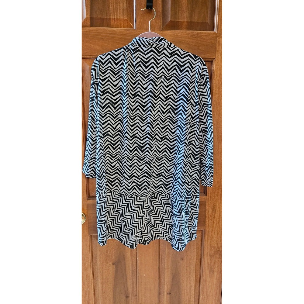 Onque Elements of Life Casual Fun‎ Geometric Black White Jacket Top Shirt NEW 2X - Picture 2 of 5
